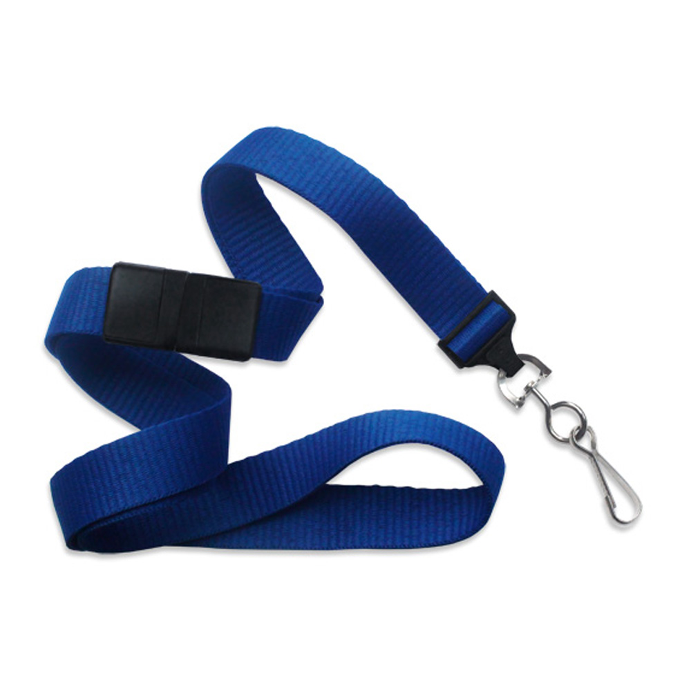5/8'' Royal Blue Flat Braid Lanyard with Black Safety Breakaway & Swivel Hook 
