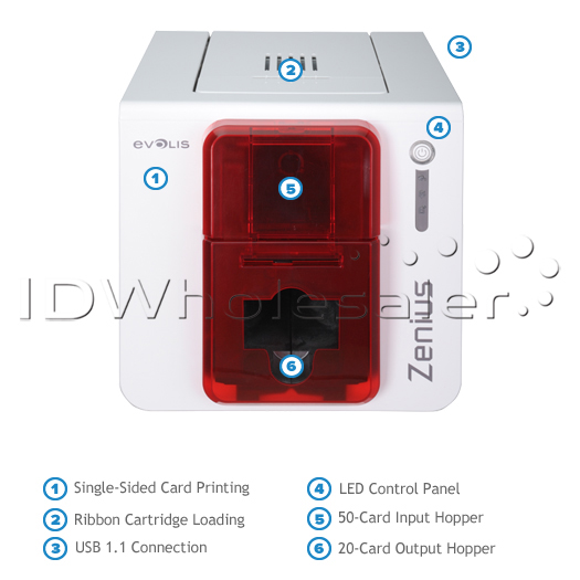Evolis Zenius Classic ID Card Printer Single-Sided - Grey Brown