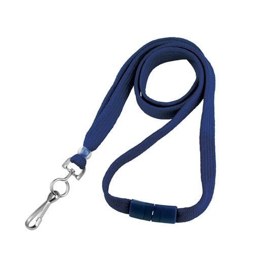 3/8" Navy Blue Flat Lanyard with Swivel-Hook - Breakaway 