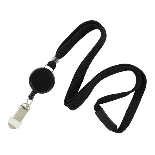 Round Badge Reels - Breakaway Lanyard - 3/8'' - Card Clamp 