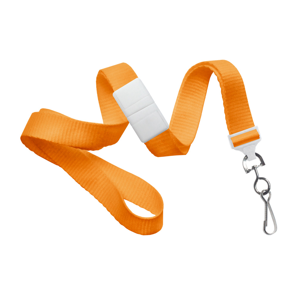 5/8'' Orange Flat Braid Lanyard with Safety Breakaway & Swivel Hook 