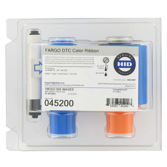 Fargo 45200 YMCKO Color Ribbon, 500 Prints
