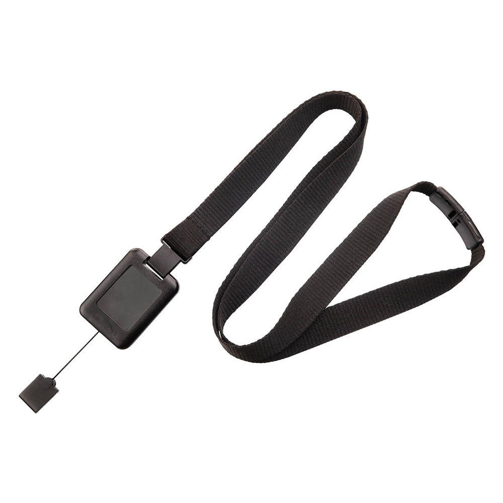 5/8'' Black SlimReel System Lanyard & Badge Reel Combination 