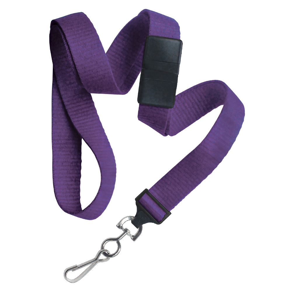 5/8'' Purple Flat Braid Lanyard with Black Safety Breakaway & Swivel Hook 