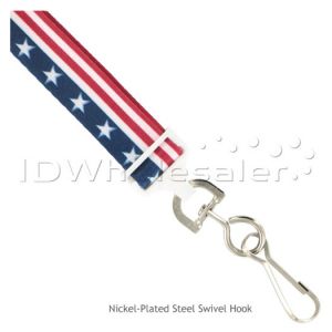 5/8'' Flat UltraWeave Stars & Stripes Patriotic Lanyard w/ Breakaway & Swivel Hook 