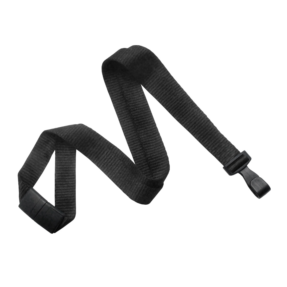 5/8'' Black Earth-Friendly Bamboo Lanyard with Safety Breakaway & No-Twist Hook 
