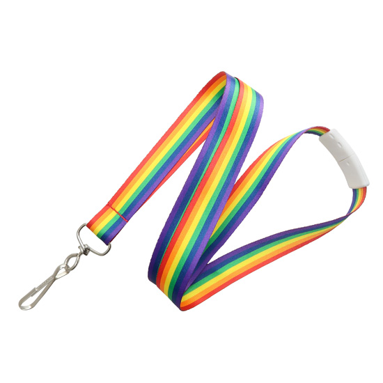 3/4'' Rainbow Lanyard Pattern w/ Safety Breakaway & Swivel Hook 
