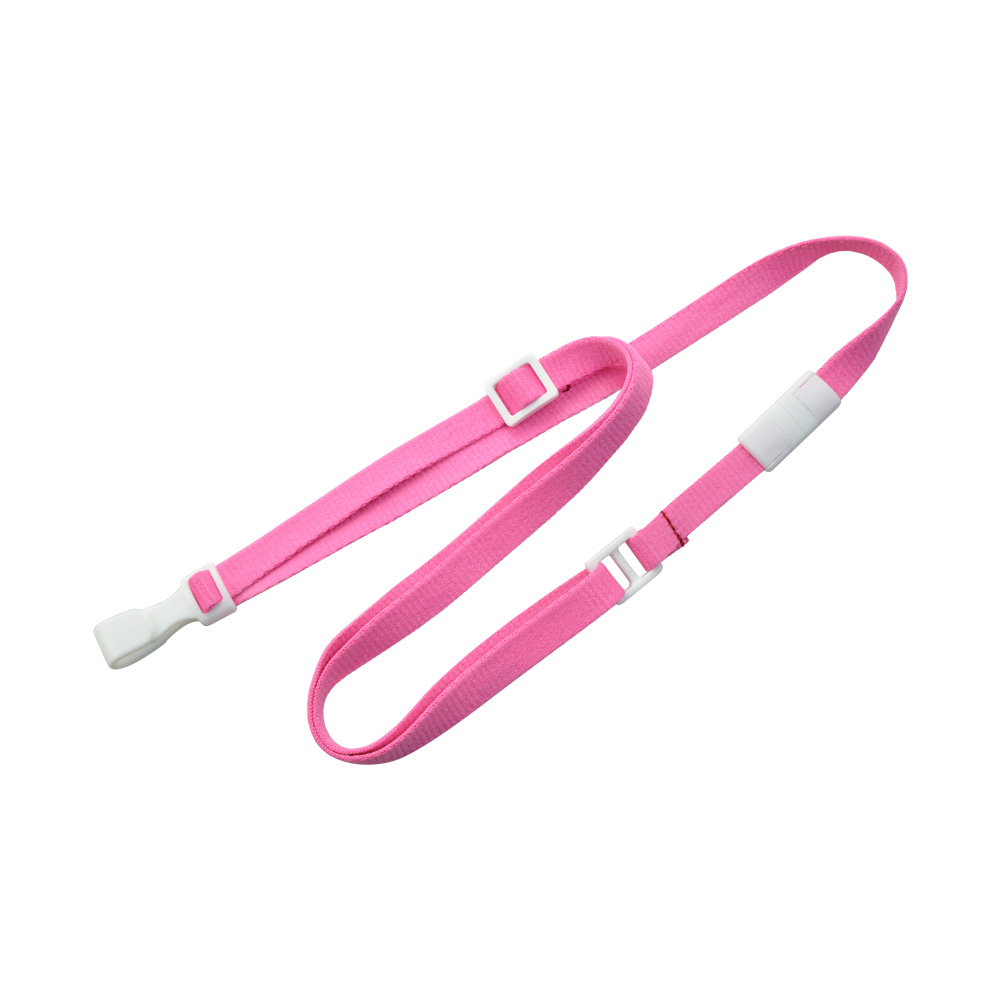 3/8'' Flat Pink Lanyard w/ Safety Breakaway & No-twist Plastic Hook 