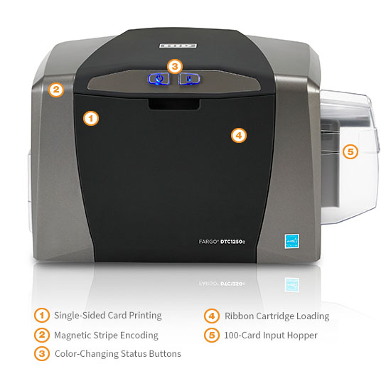 Fargo DTC1250e ID Card Printer with Magnetic Stripe Encoding - Single-Side