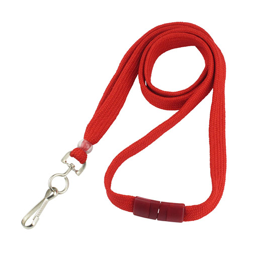 3/8" Red Flat Lanyard with Swivel-Hook - Breakaway 