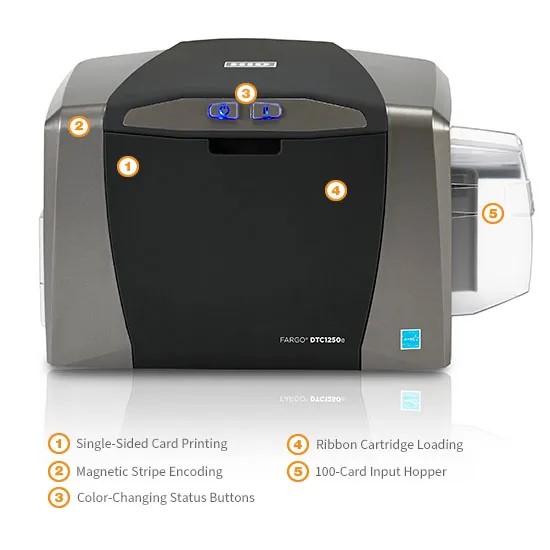 Fargo DTC1250e ID Card Printer with Ethernet - Single-Sided