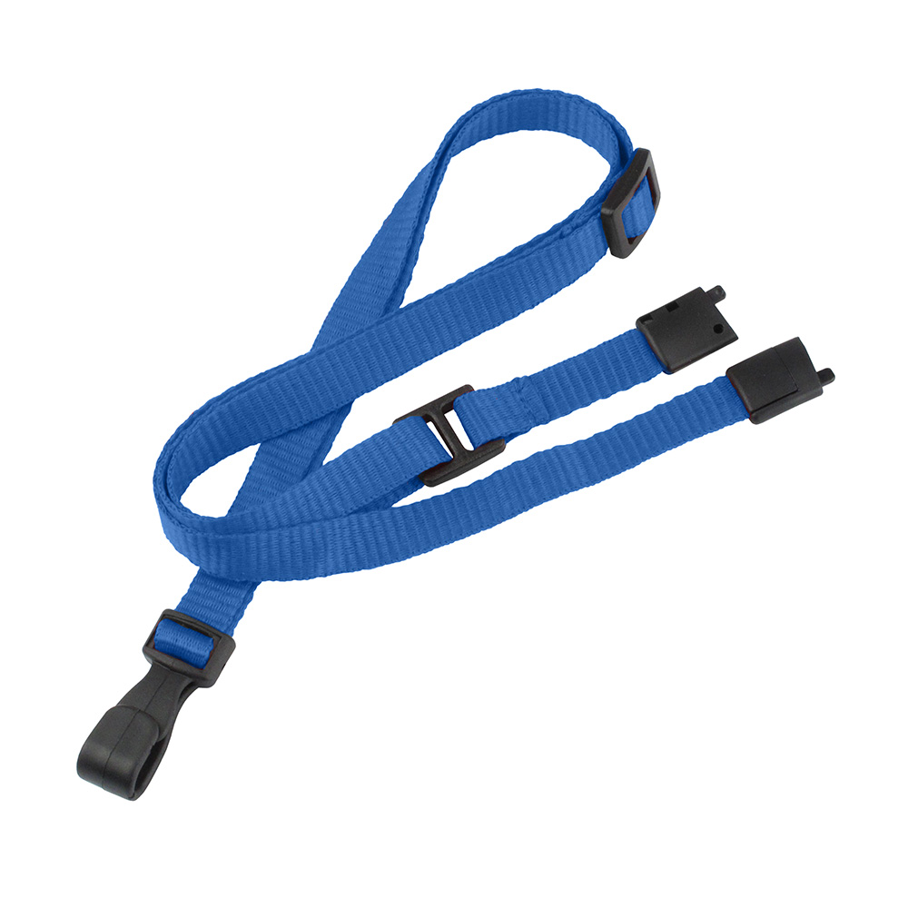 3/8'' Royal Blue Adjustable MicroWeave Lanyard w/ Safety Breakaway & No-twist Hook 