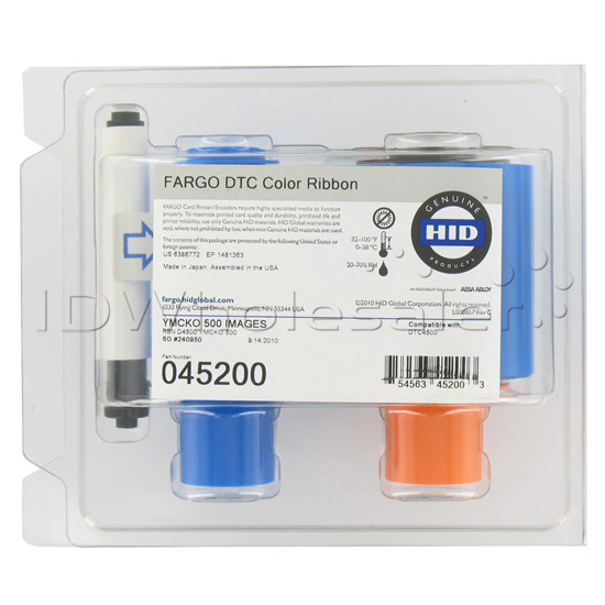 Fargo 45200 YMCKO Color Ribbon, 500 Prints
