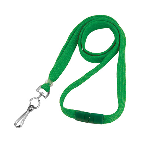 3/8" Green Flat Lanyard with Swivel-Hook - Breakaway 