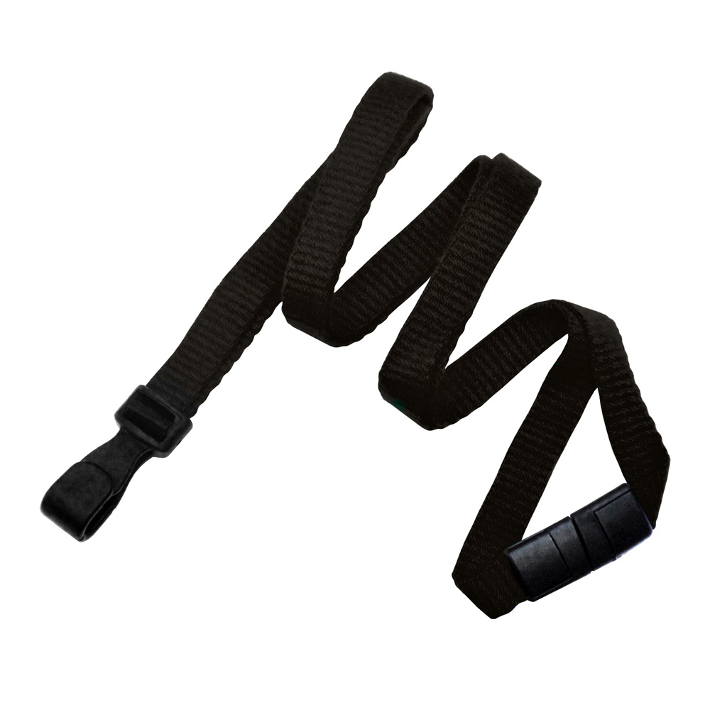 3/8'' Black Earth-Friendly Bamboo Lanyard with Safety Breakaway & Wide No-Twist Hook 