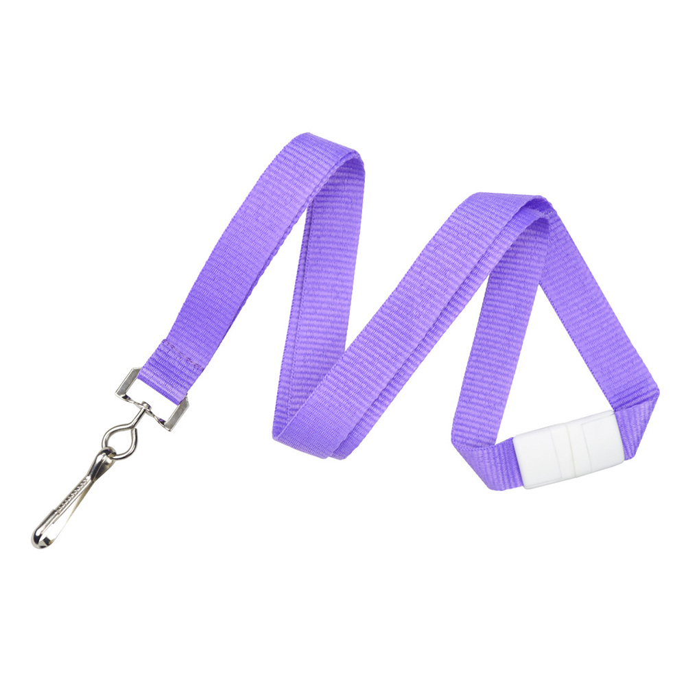 5/8'' Neon Purple Flat Braid Lanyard w/ Safety Breakaway & Swivel Hook 