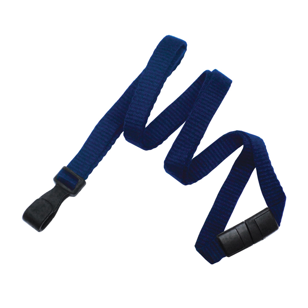 3/8'' Navy Blue Earth-Friendly Bamboo Lanyard with Safety Breakaway & Wide No-Twist Hook  