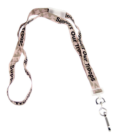 5/8'' Flat UltraWeave ''Support Our Troops'' Patriotic Lanyard w/ Breakaway & Swivel Hook 
