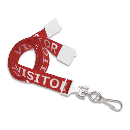 5/8'' Flat UltraWeave ''Visitor'' Lanyard w/ Safety Breakaway & Swivel Hook 