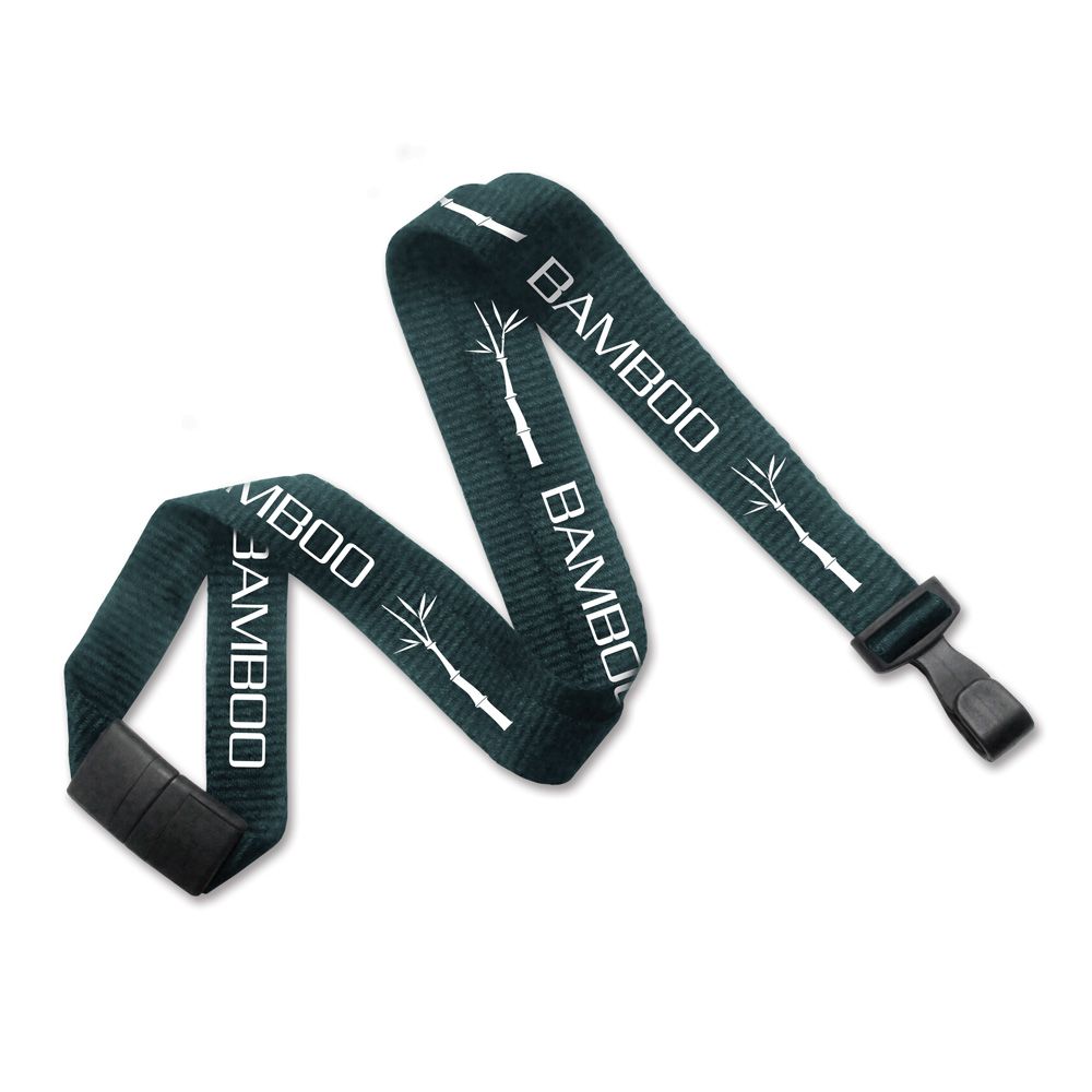 5/8'' Forest Green Earth-Friendly Bamboo Lanyard with Breakaway & No-Twist Hook 